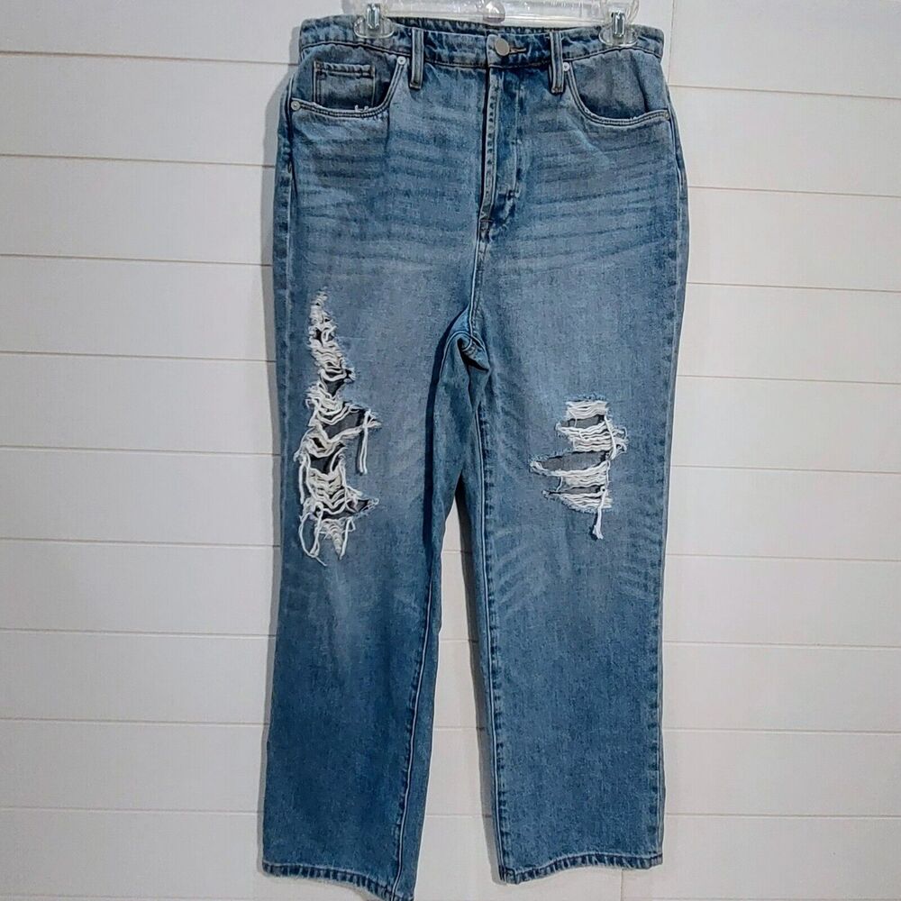 Blank NYC Womens The Baxter Ribcage Button Fly Jeans Size 29 Blue Straight Leg